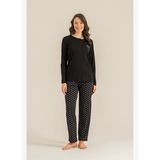 Pierre Cardin Kadın Siyah Uzun Kol Pijama Takım PC9289-S-V1 PC9289-S-V1