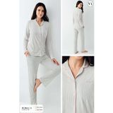 Pierre Cardin Kadın Uzun Kollu Gömlek Pijama Takımı, Nil Yeşili, L Beden