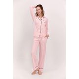 Pierre Cardin Kadın Uzun Kollu Gömlek Pijama Takımı, Pembe, S Beden