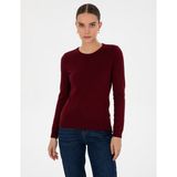 Pierre Cardin Kadın Vişne Slim Fit Bisiklet Yaka Basic Kazak 50315758-VR223 - XS