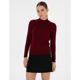 Pierre Cardin Kadın Vişne Slim Fit Yarım Balıkçı Yaka Basic Kazak 50315768-VR223 - XL