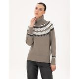 Pierre Cardin Kadın Vizon Regular Fit Yün Karışımlı Balıkçı Yaka Kazak 50291034-VR052 - S