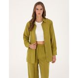 Pierre Cardin Kadın Yeşil Comfort Fit Kupro Uzun Kollu Gömlek 50313652-VR257 - 40