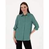 Pierre Cardin Kadın Yeşil Comfort Fit Uzun Kollu Gömlek 50301090-VR054 - 36
