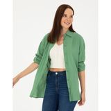Pierre Cardin Kadın Yeşil Oversize Uzun Kollu Gömlek 50284899-VR054 - 40
