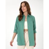 Pierre Cardin Kadın Yeşil Oversize Uzun Kollu Gömlek 50313596-VR054 - 42