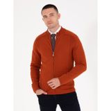 Pierre Cardin Kahverengi Slim Fit Fermuarlı Triko Hırka