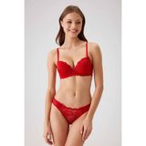Pierre Cardin Kırmızı 4561 Milan Push Up Dolgulu Dantelli Çeyiz Sütyen ve Külot İç Çamaşır Takımı - 85B