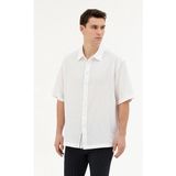 Pierre Cardin Kısa Kol Fashion Yaka Oversize Erkek Gömlek 1860421 Beyaz - 3XL