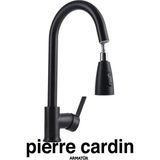 Pierre Cardin Loop Siyah Spiralli Evye Armatürü – Dayanıklı Mutfak Evye Bataryası - Inox