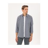 Pierre Cardin Mavi Regular Fit Kareli Uzun Kollu Gömlek 50291987-VR036