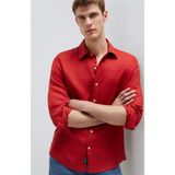 Pierre Cardin Mavikırmızı Erkek Dar Gömlek M0211466 70454 Uzun Kol Gömlek - 2XL