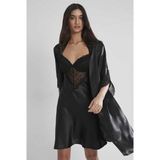 Pierre Cardin Midi Dantel Sabahlık Gecelik Set 4240 Siyah