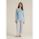 Pierre Cardin Most Wonderful Time Of The Year Kadın Mavi Uzun Kol Pijama Takım PC9269-S-V1 PC9269-S-V1