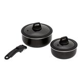 Pierre Cardin Motto 5 Parça Sos Tencere Seti Siyah Teflon Kaplama Granit Malzeme ile 20 cm Ebat