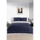 Pierre Cardin Pamuk Nevresim Takımı Biyeli Çift Kişilik Lacivert-Gri - 200 x 220 cm - Lacivert - Gri