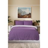 Pierre Cardin Pamuk Nevresim Takımı Biyeli Çift Kişilik Mürdüm-Lila - 200 x 220 cm - Renkli
