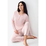 Pierre Cardin Paris Kadın Modal Pamuklu Pembe Düğmeli Uzun Kollu Pijama Takım