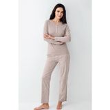 Pierre Cardin Paris Kadın Modal Pamuklu Vizon Düğmeli Uzun Kollu Pijama Takım