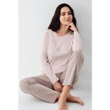 Pierre Cardin Paris Modal Pamuklu Kadın Pembe Desenli Uzun Kollu Pijama Takım