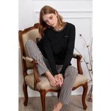pierre cardin paris Pierre Cardin Çizgili Pamuklu Pijama Takımı, M, Q9.PKI.8RK77, Siyah, kadın