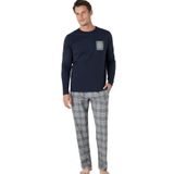 pierre cardin paris Pierre Cardin Ekoseli Penye Pijama Takım, L, PC6107PENT, Lacivert, erkek