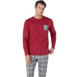 pierre cardin paris Pierre Cardin Ekoseli Penye Pijama Takım, M, PC6107PENT, Bordo, erkek