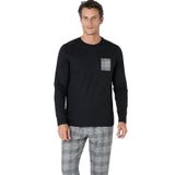 pierre cardin paris Pierre Cardin Ekoseli Penye Pijama Takım, M, PC6107PENT, Siyah, erkek