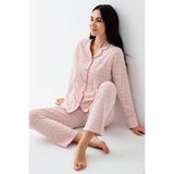 pierre cardin paris Pierre Cardin Gömlek Pijama Takım Retro Pembe, XL, PCK9081, Retro Pembe, kadın