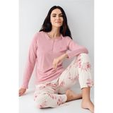 pierre cardin paris Pierre Cardin Gül Kurusu Pijama Takımı, 3XL, PCK9055, Gül Kurusu, kadın