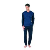 pierre cardin paris Pierre Cardin Jakarlı Pamuklu Pijama Takımı, 2XL, P6C1C1C0C, Saks, erkek