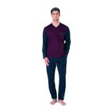 pierre cardin paris Pierre Cardin Jakarlı Pamuklu Pijama Takımı, L, P6C1C1C0C, Bordo, Erkek