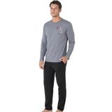 pierre cardin paris Pierre Cardin Pamuk Bisiklet Yakalı Uzun Kol Pijama Takımı Koyu Gri, XL, PC6103PENT, Koyu Gri, erkek