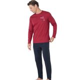 pierre cardin paris Pierre Cardin Pamuk Bisiklet Yakalı Uzun Kollu Pijama Takımı, XL, PC6103PENT, Bordo, erkek