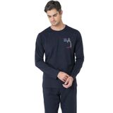 pierre cardin paris Pierre Cardin Pamuk Bisiklet Yakalı Uzunkol Pijama Takım, L, PC6103PENT, Lacivert, erkek