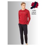 pierre cardin paris Pierre Cardin Pamuklu Bisiklet Yaka Uzun Kol Pijama Takımı, S, QP6K0E9K3R, Bordo, erkek