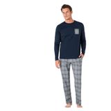 pierre cardin paris Pierre Cardin Pamuklu Ekose Pijama Takımı, M, THCL6VR07PC, Lacivert, erkek