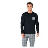 pierre cardin paris Pierre Cardin Pamuklu Ekose Pijama Takımı, S, THCL6VR07PC, Siyah, erkek