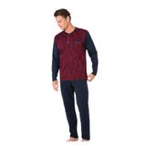 pierre cardin paris Pierre Cardin Pamuklu Jakarlı Pijama Takımı, 2XL, QP6K1E1K1R, Bordo, erkek