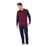 pierre cardin paris Pierre Cardin Pamuklu Jakarlı Pijama Takımı, M, QP6K1E1K1R, Bordo, erkek