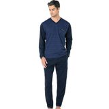 pierre cardin paris Pierre Cardin Pamuklu Jakarlı V Yaka Pijama Takım Koyu Saks, S, PC6110PENT, Koyu Saks, erkek