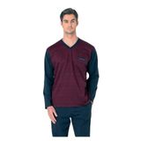 pierre cardin paris Pierre Cardin Pamuklu V Yaka Pijama Takımı, M, QP6K1E1K0R, Bordo, erkek
