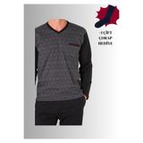 pierre cardin paris Pierre Cardin Pamuklu V Yaka Pijama Takımı, XL, QP6K1E1K0R, Siyah, erkek