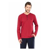 pierre cardin paris Pierre Cardin Penye Çizgili Pijama, 2XL, PC5656, Bordo, erkek