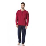 pierre cardin paris Pierre Cardin Uzun Kol Pamuk Pijama Takım, XL, 04419-1, Bordo, erkek