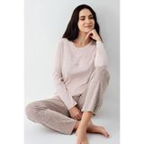 pierre cardin paris Pierre Cardin Uzun Kollu Bisiklet Yaka Pijama Takımı, L, PCKP9096, Pembe, kadın