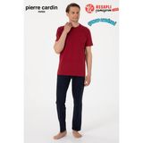 Pierre Cardin Paris Premium Erkek Bisiklet Yaka Rahat Kesim Pamuklu Kısa Kollu Gündelik Pijama Takım - Bordo