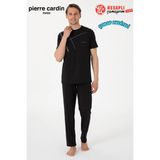 Pierre Cardin Paris Premium Erkek Bisiklet Yaka Rahat Kesim Pamuklu Kısa Kollu Gündelik Pijama Takım - Siyah - XL