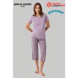 Pierre Cardin Paris Premium Kadın Modal Pamuklu Rahat Kalıp Kısa Kollu Kapri Pijama Takım