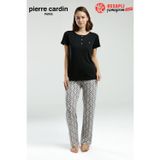 Pierre Cardin Paris Premium Kadın Rahat Kalıp Hakim Yaka Desenli Cepli Kısa Kol Pijama Takım
